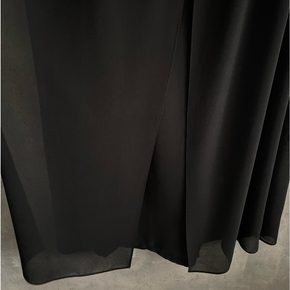 VTG Donna Ricco 2Pc Blk Evening Gown Blouse Chiffon Slit Overlay Skirt Dress S12 - Picture 9 of 13